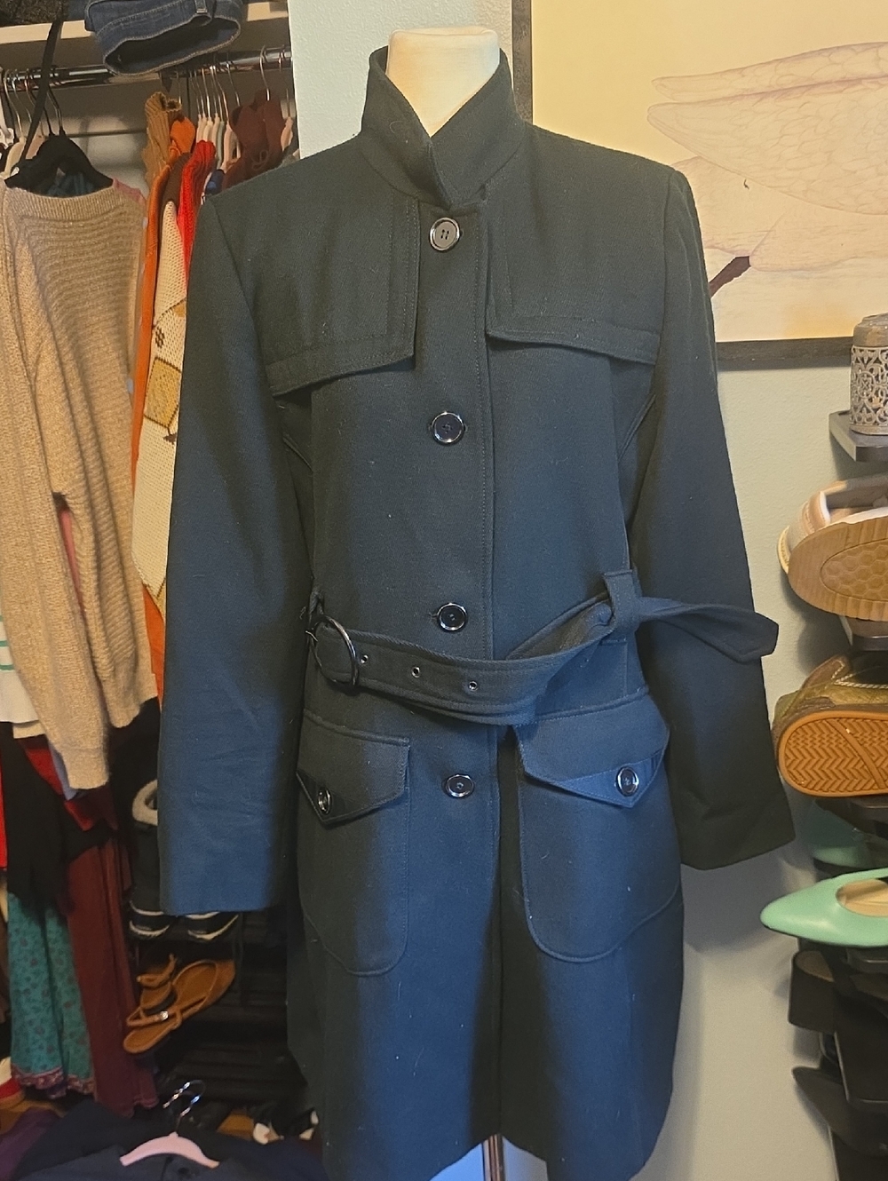 Taifun Collection 12p Green Military Style Belted Trench Coat